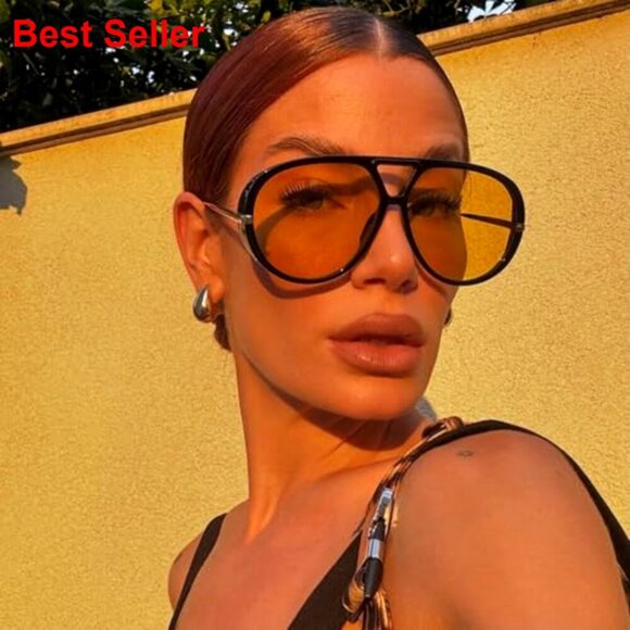 Oversized Aviator Sunglasses with Earring-Friendly Temples, UV Protection main image 5